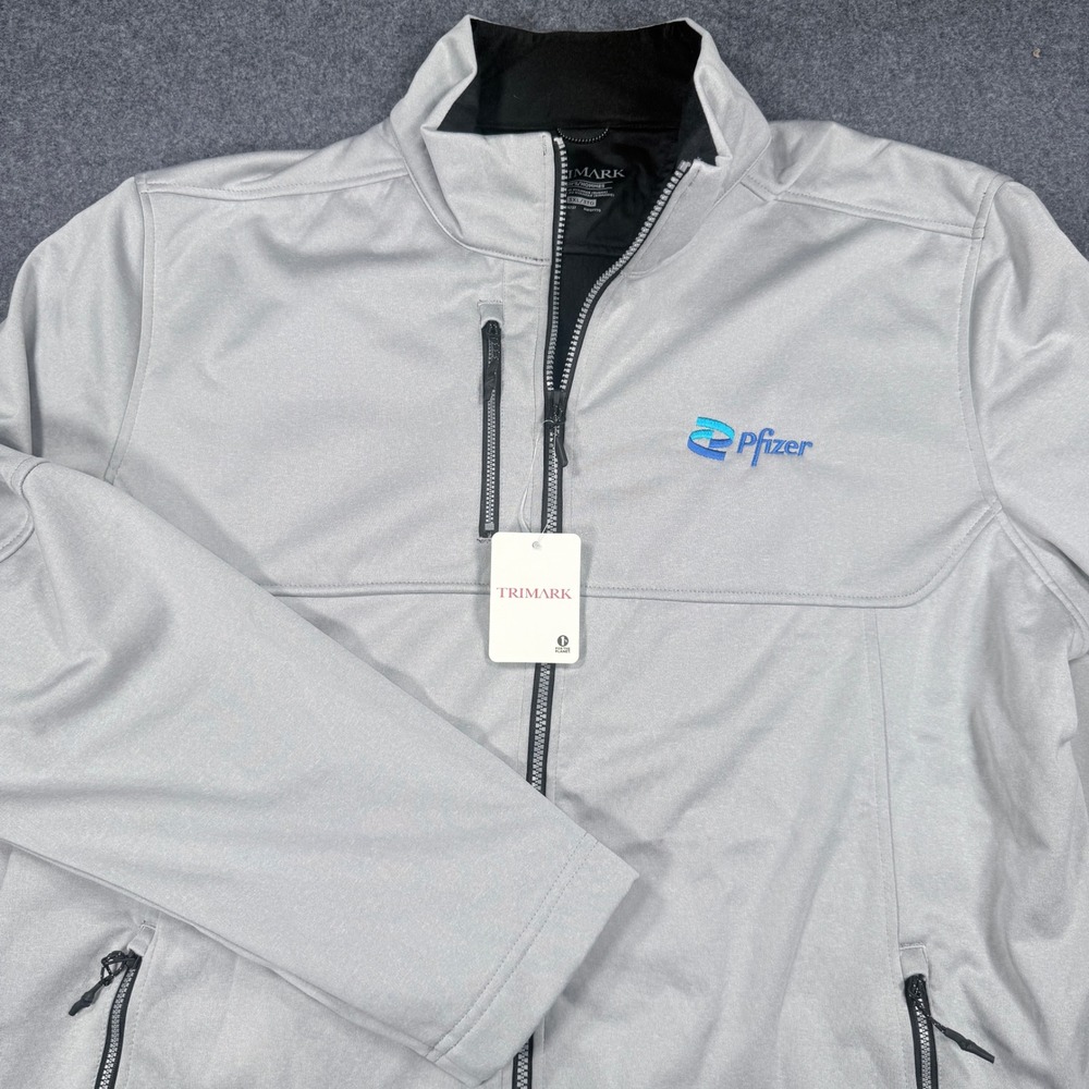 Trimark M-JORIS Eco Softshell Jacket Pfizer Logo Silver Heather Mens 3XL NEW